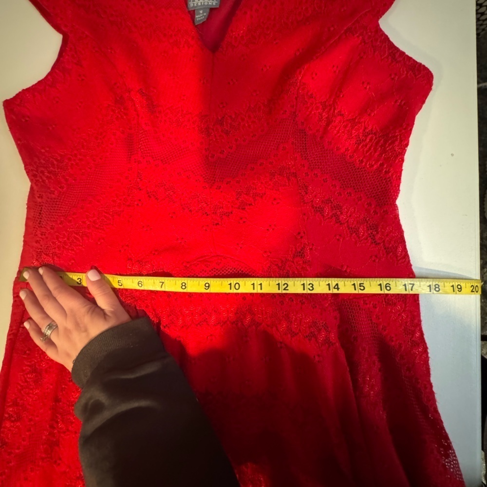 Rabbit Rabbit Rabbit Designs Red Lace Dress, Size 16 - Picture 9 of 10